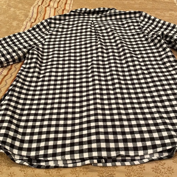 Joan Rivers shirt, flannel cotton, black/white checked, washable, M/L - Picture 8 of 8